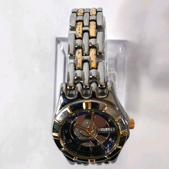 Vintage Two-Tone Disney Women's Mickey Mouse MUO159 Date Quartz Watch - Working - Picture 5 of 14